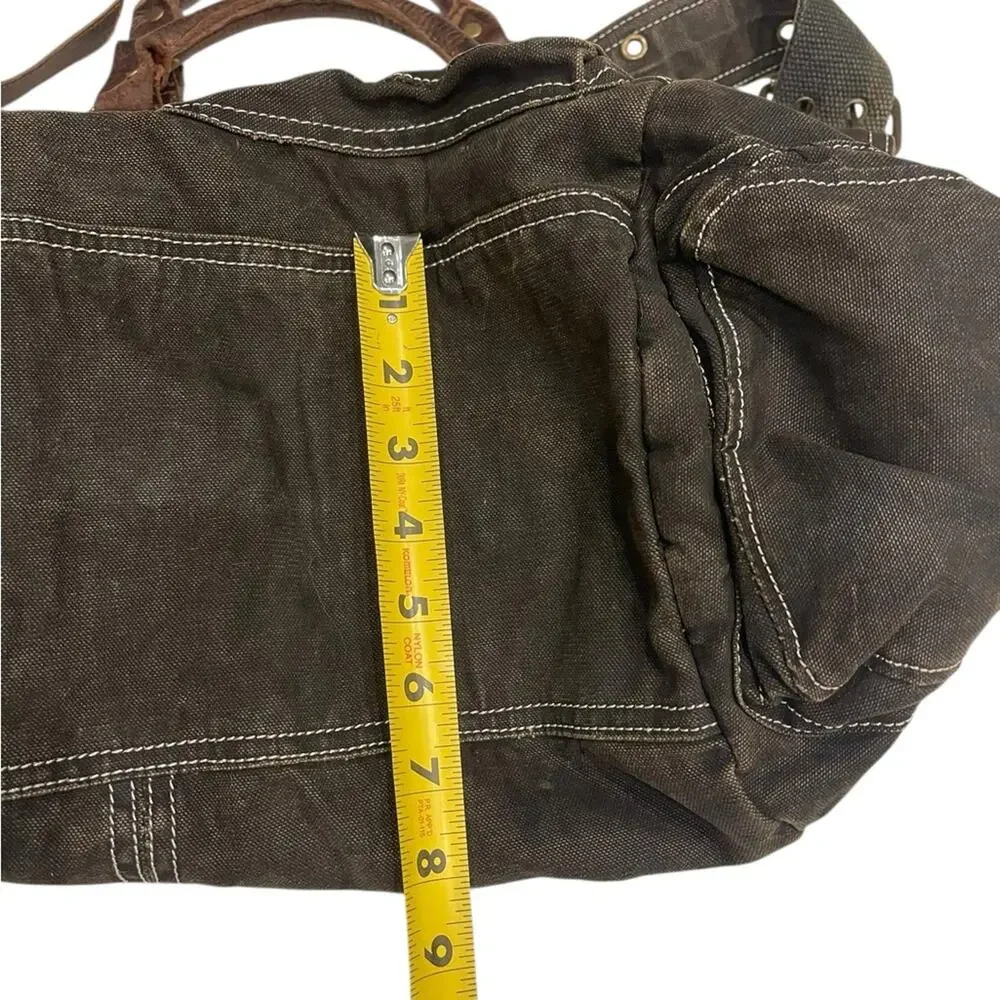Bed stu military style leather/canvas bag